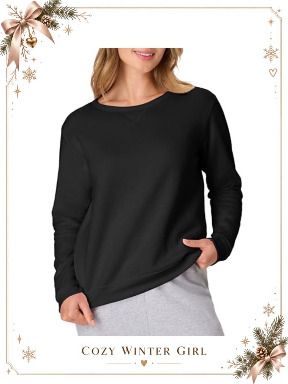 Hanes EcoSmart Crewneck Sweatshirt Pullover Long Sleeve Relaxed Fit Women's